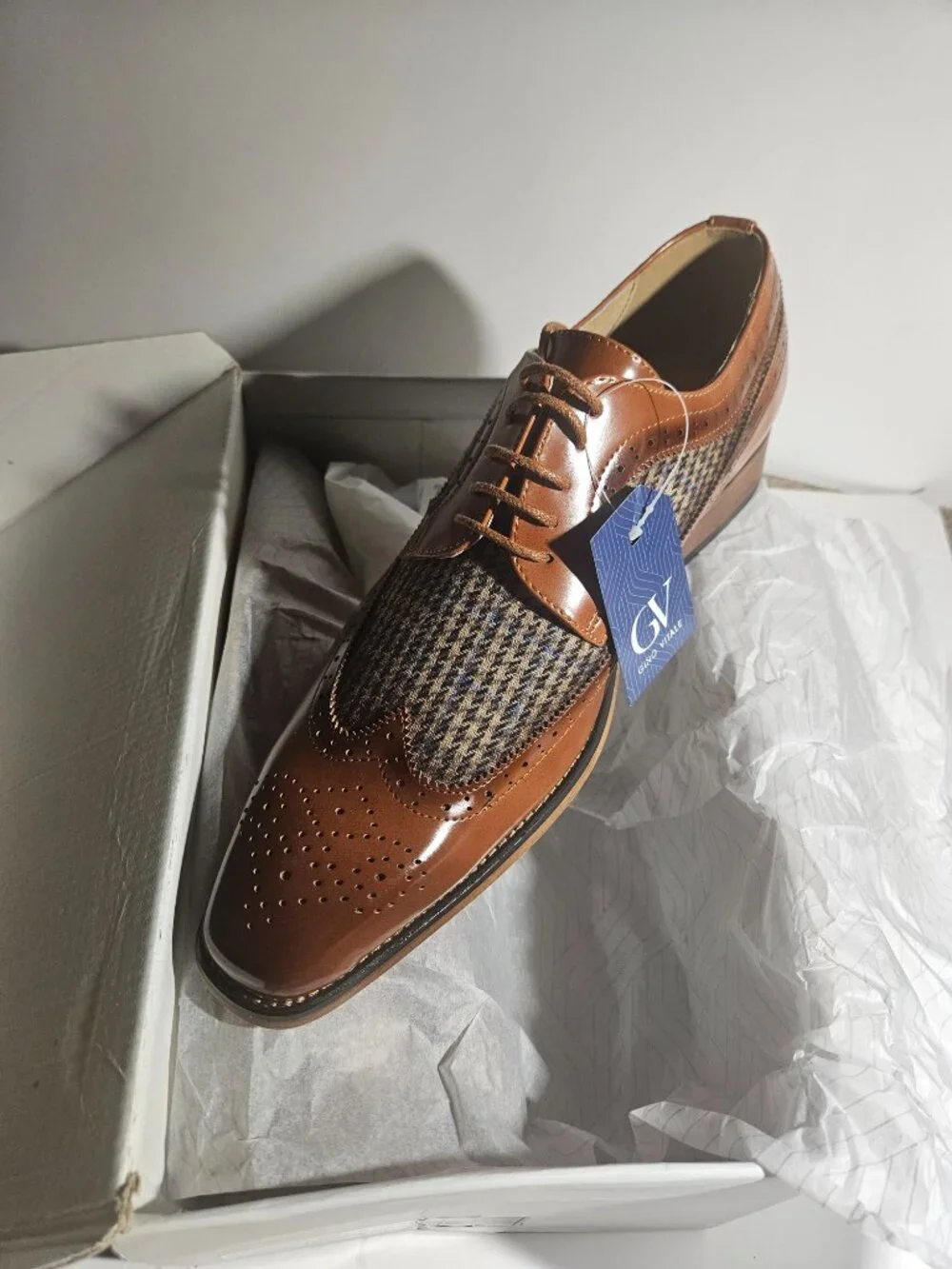 Gino Vitale 7901 Brogue Dress Shoes Brown Size 12 NWT